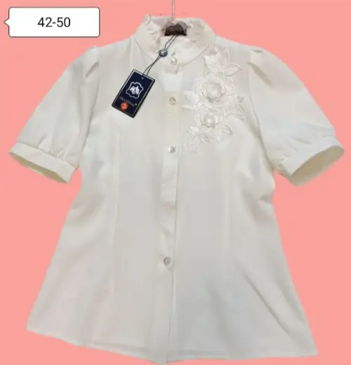 Блуза женская офисная , короткий рукав ( р-р 42-50)