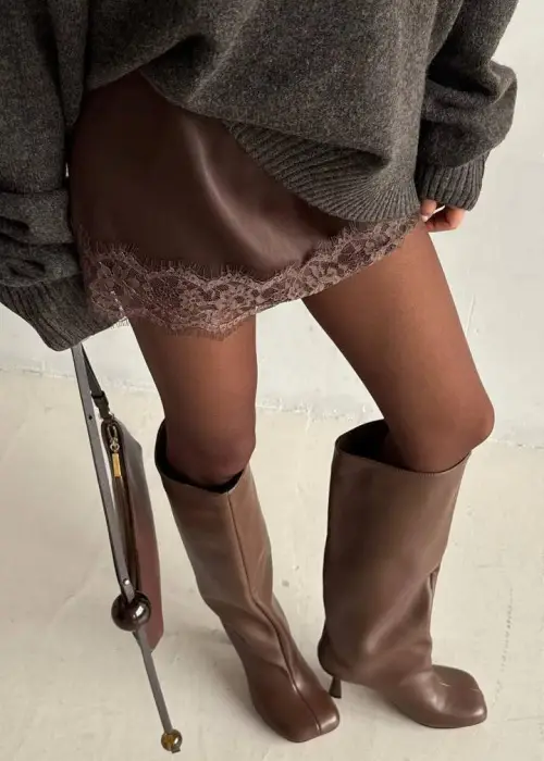 Юбка- комбинация с кружевом (S, M)