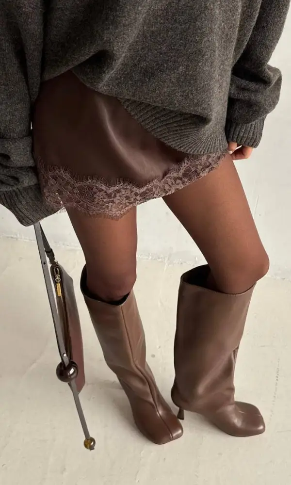 Юбка- комбинация с кружевом (S, M)