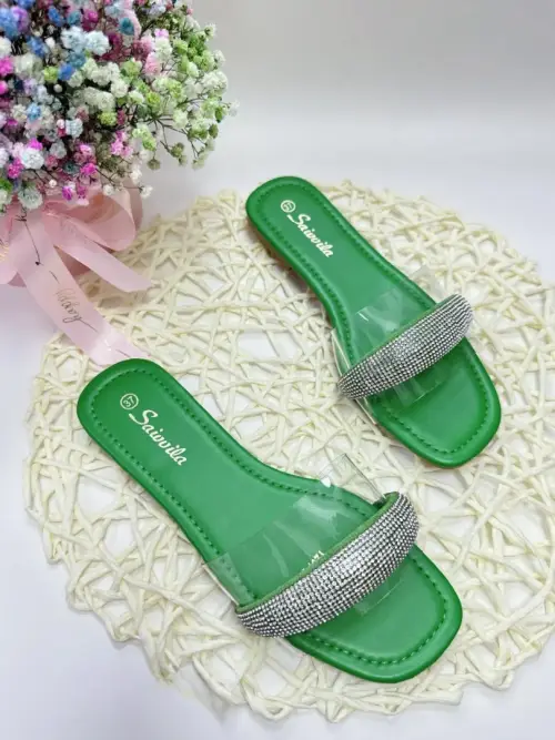 Шлёпки женские кожаные со стразами (р-р 36-40)