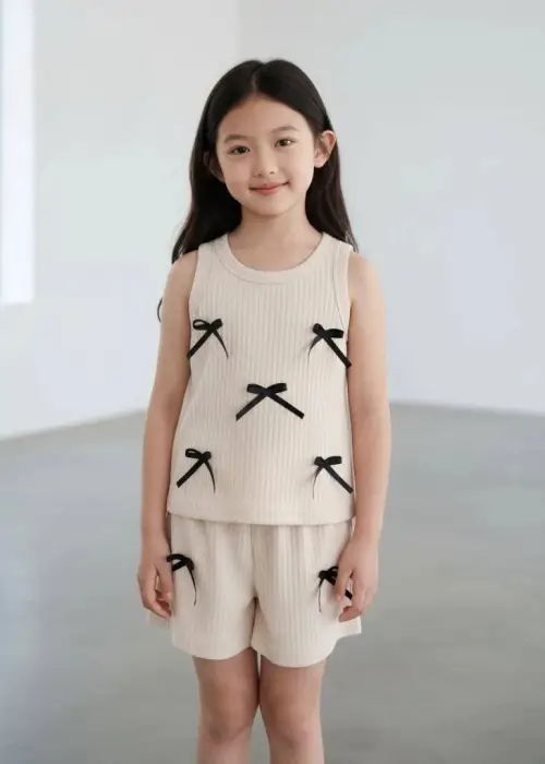 Костюм майка-шорты с бантиками для девочки (р-р 28-36)