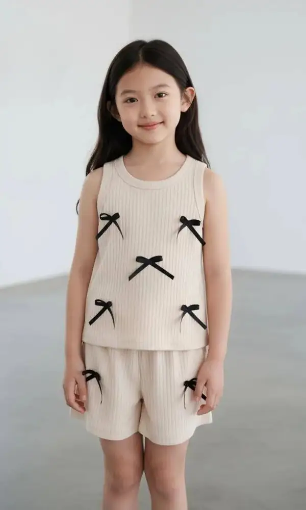 Костюм майка-шорты с бантиками для девочки (р-р 28-36)