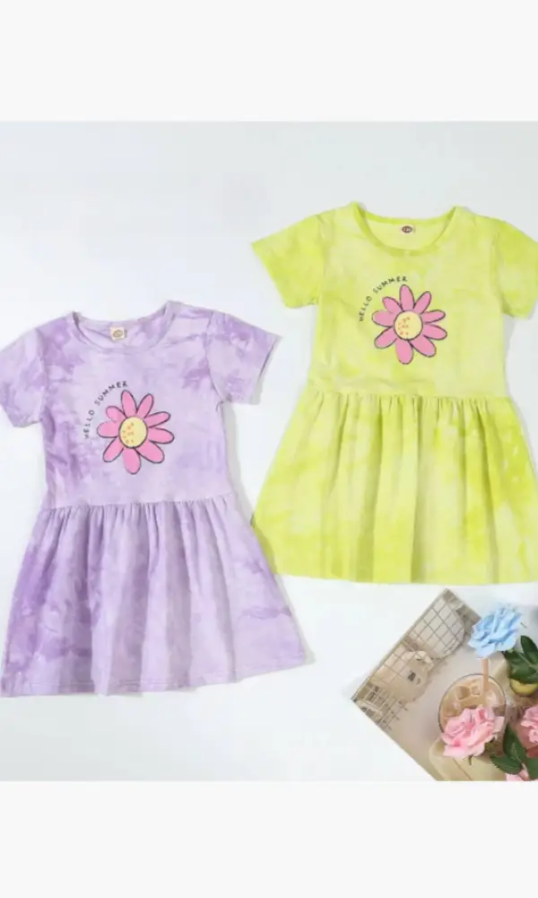 Платье с коротким рукавом, летнее для девочки (р-р 90-130)