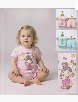 Костюм двойка: шорты и футболка для девочки (р-р 6-24 мес)