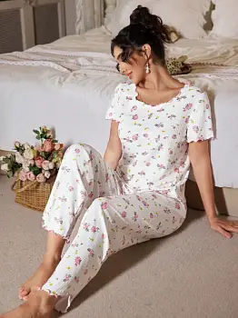 Пижамный комплект с цветочным принтом женский (р-р 42-48)