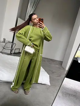 Костюм тройка женский: кардиган-футболка-брюки р-р 42-46