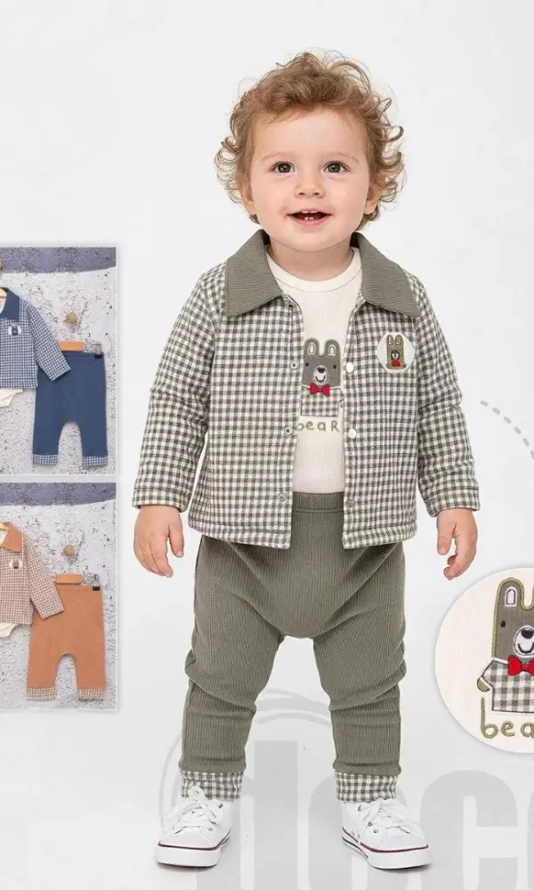 Комплект тройка для мальчика: боди-ползунки-кофта (р-р 3-12 мес)