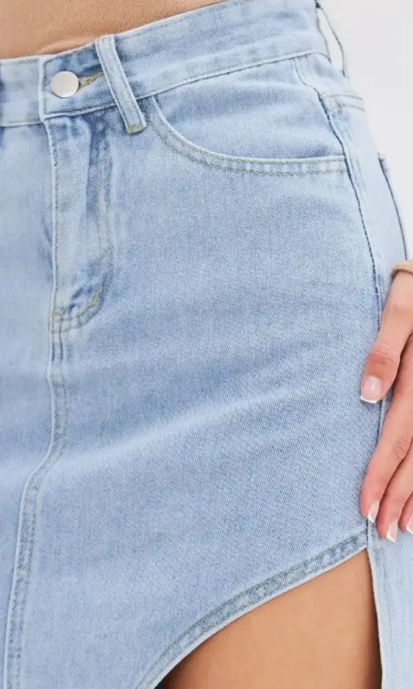Юбка джинсовая миди карандаш с разрезом (р-р S-2XL)