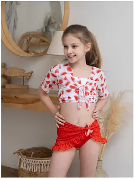 Купальник детский раздельный 4 в 1 с накидкой р-р 28-36