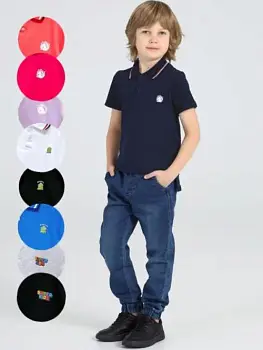 Футболка "Поло" для мальчика с отложным воротником, однотонная (8-12 лет)