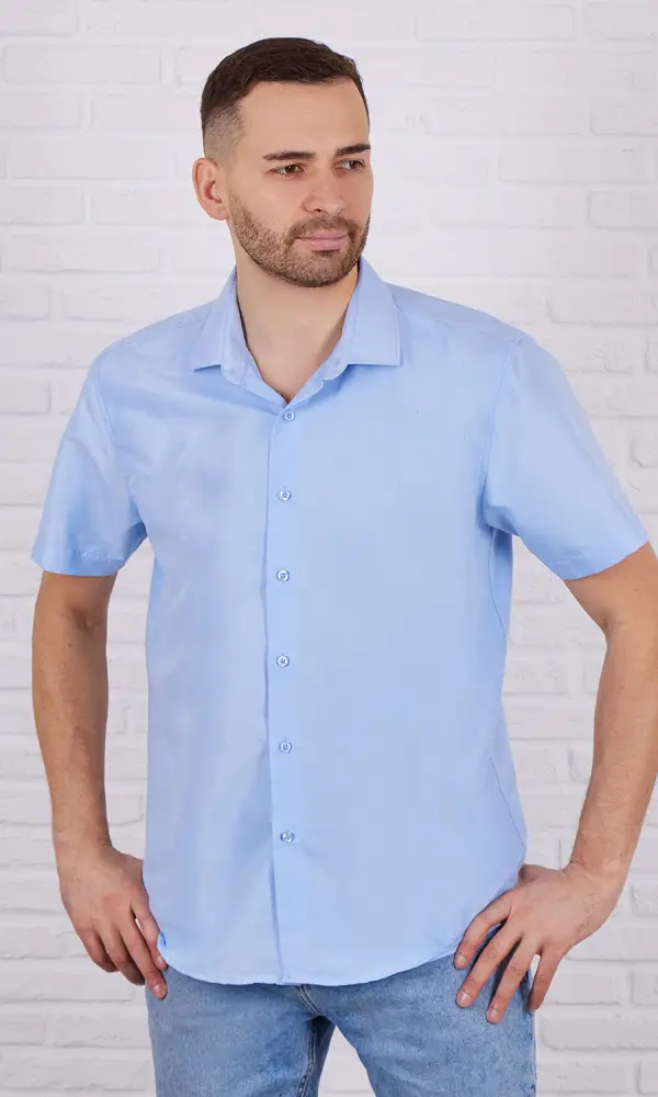 Рубашка мужская "Классика", с коротким рукавом, однотонная (р-р 48-58)