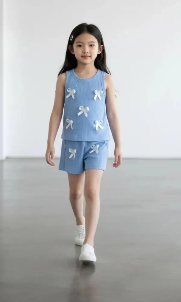 Костюм майка-шорты с бантиками для девочки (р-р 28-36)