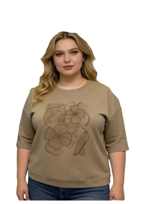 Джемпер трикотажный женский с цветочным принтом (р-р 2XL-5XL)