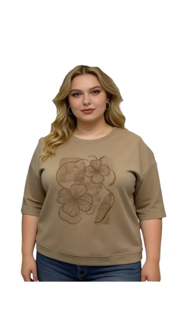 Джемпер трикотажный женский с цветочным принтом (р-р 2XL-5XL)