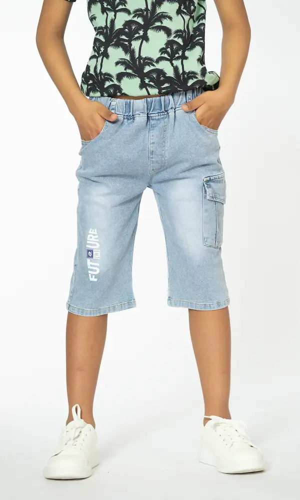 Бриджи для мальчиков на резинке, с карманами и принтом (8-12 лет)