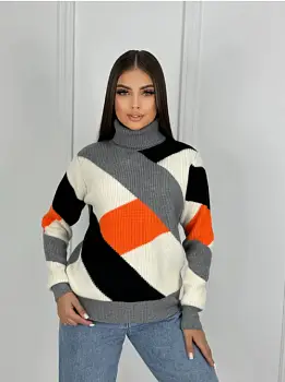 Свитер оверсайз вязаный с воротником женский р-р 46-50