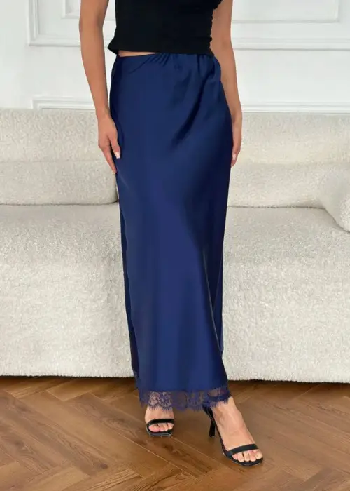 Юбка с кружевом атласная вечерняя длинная р-р 42-48