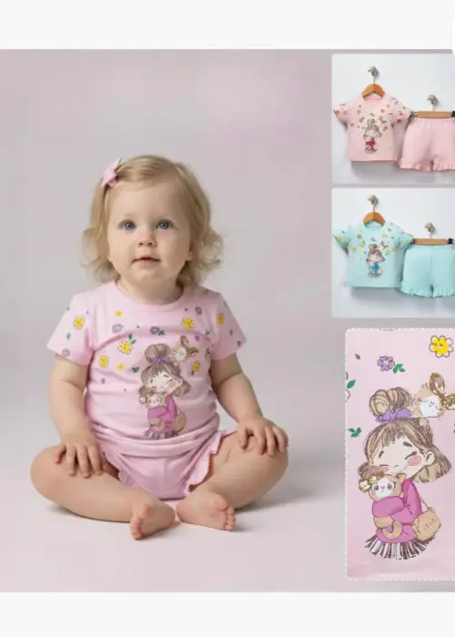 Костюм двойка: шорты и футболка для девочки (р-р 6-24 мес)