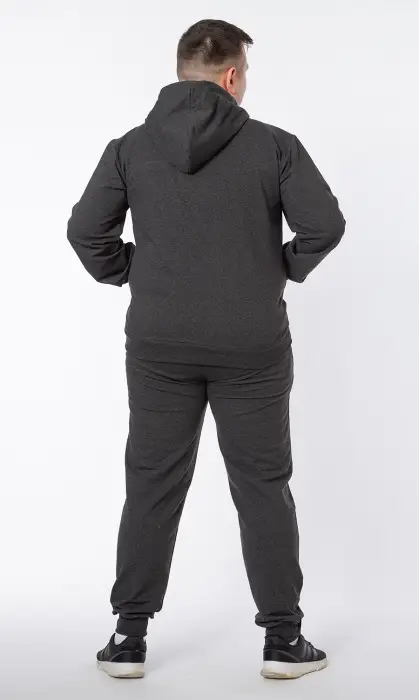 Костюм спортивный, мужской (трикотажный): олимпийка на молнии + брюки . Однотонный, с манжетами и капюшоном (52-60)
