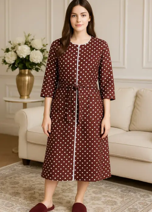 Халат в горошек женский с начёсом (р-р 50-60)