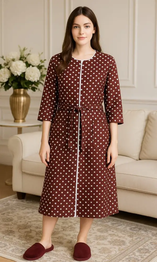 Халат в горошек женский с начёсом (р-р 50-60)