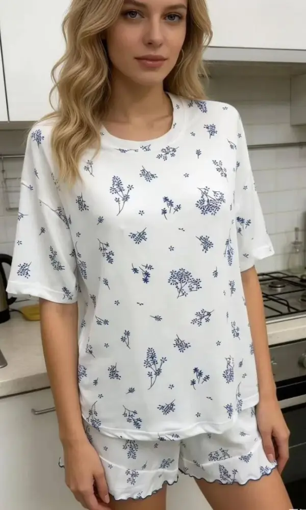 Пижама женская с шортами и футболкой принт (р-р S-XL)