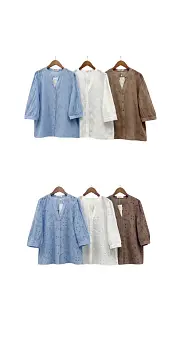 Рубашка ажурная летняя женская на пуговицах р-р 2XL-5XL