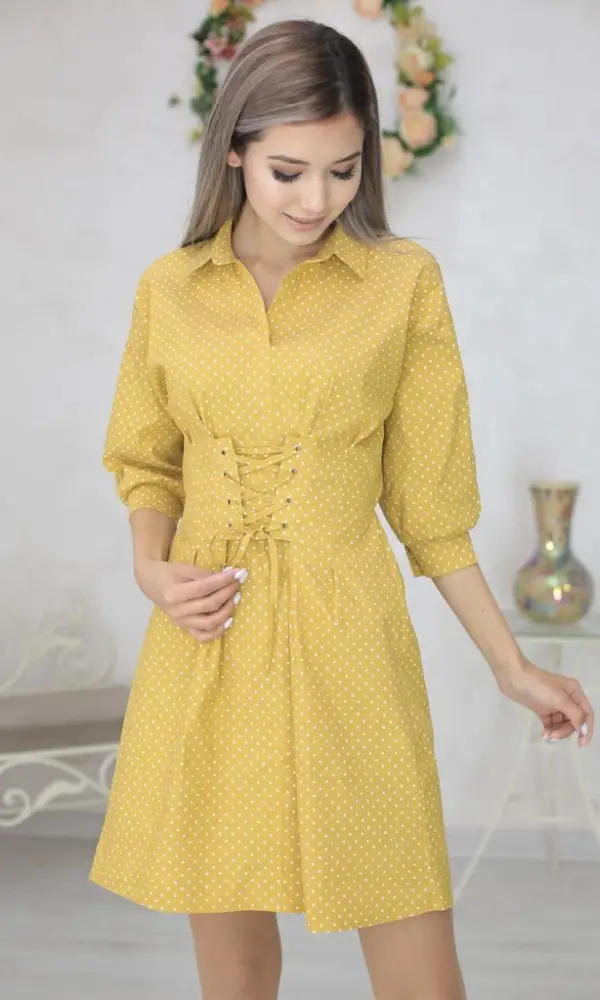 Платье в горох, длина мини ( р-р 42-48)