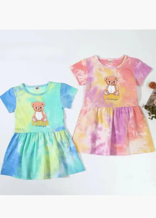 Платье с коротким рукавом, летнее для девочки (р-р 90-130)