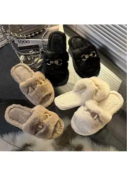 Тапочки пушистые открытые женские р-р 36-41