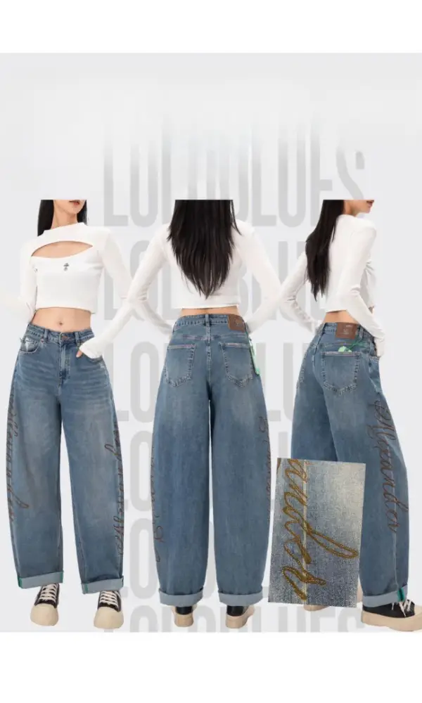 Джинсы бананы женские с вышивкой (р-р 25-30)