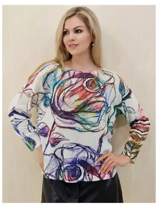 Блузка нарядная женская трикотажная принтованная р-р L-XL-XXL