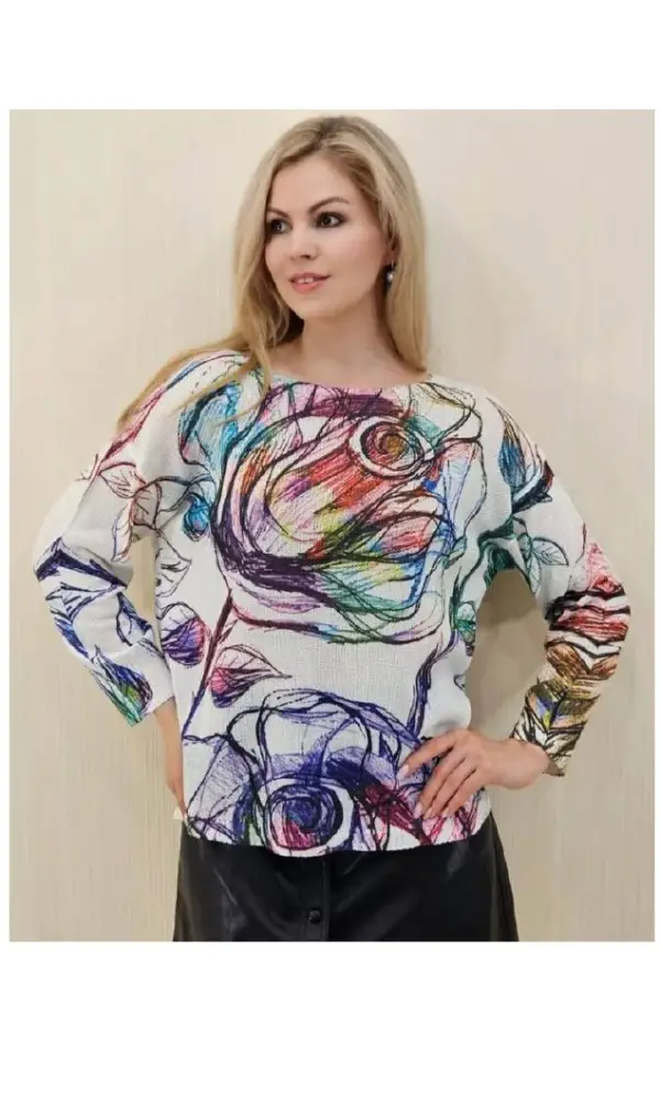 Блузка нарядная женская трикотажная принтованная р-р L-XL-XXL