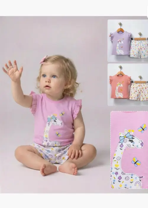 Костюм двойка: шорты и футболка для девочки (р-р 6-24 мес)