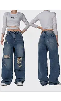 Джинсы-трубы женские рваные р-р 30-36