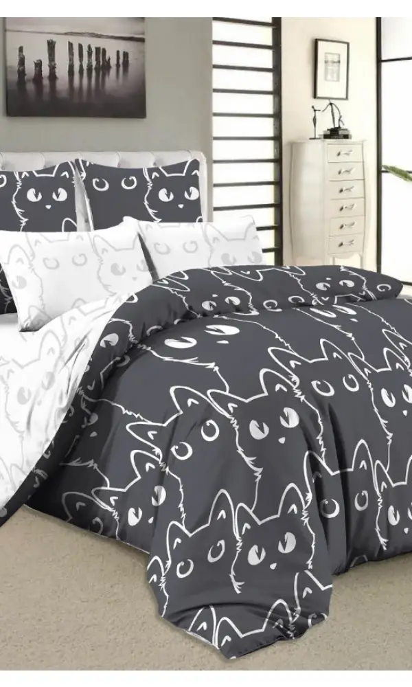Постельное бельё из тенселя, принт Коты (2сп)