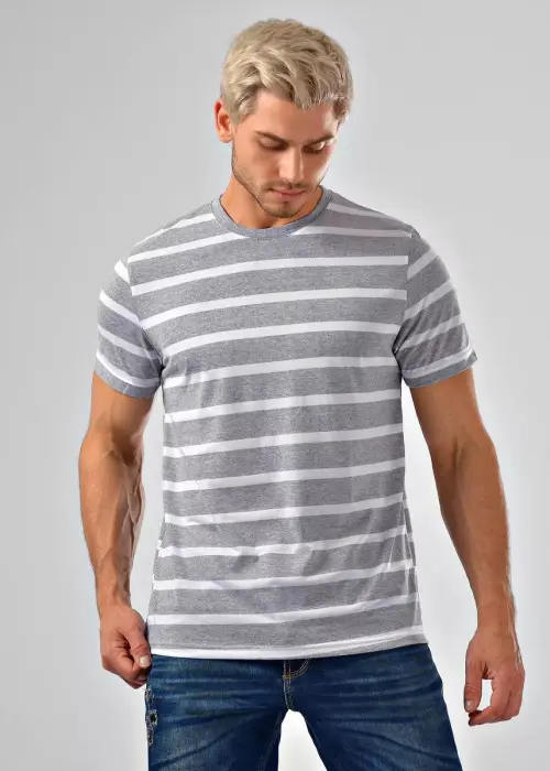 Мужская футболка базовая в полоску (р-р 48-56)