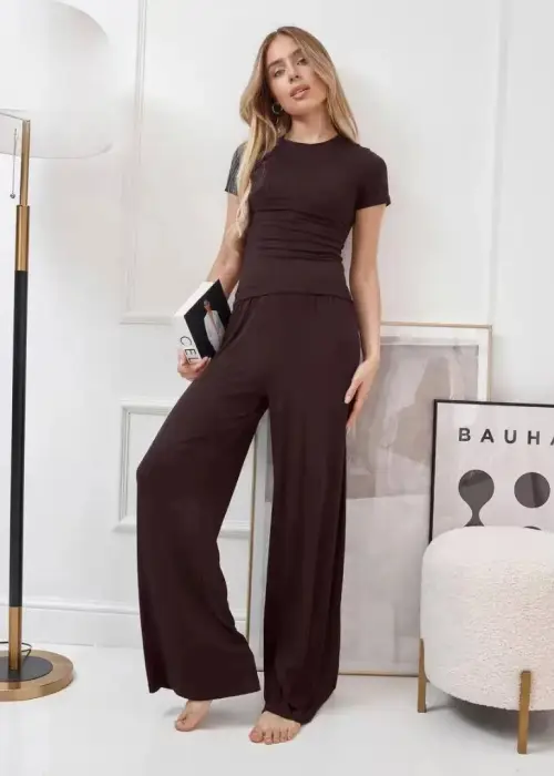 Пижама женская: футболка+брюки палаццо (р-р S-XL)