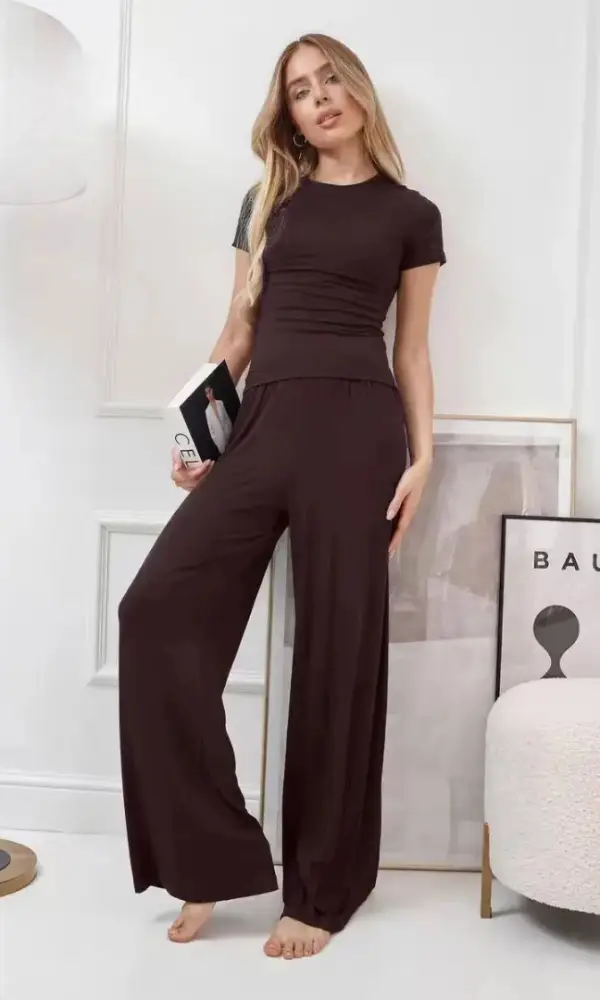 Пижама женская: футболка+брюки палаццо (р-р S-XL)