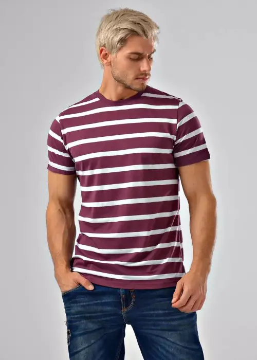 Мужская футболка базовая в полоску (р-р 48-56)