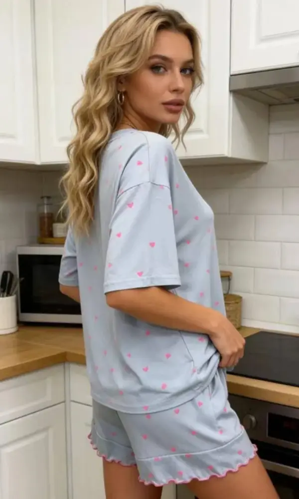 Пижама женская с шортами и футболкой принт (р-р S-XL)