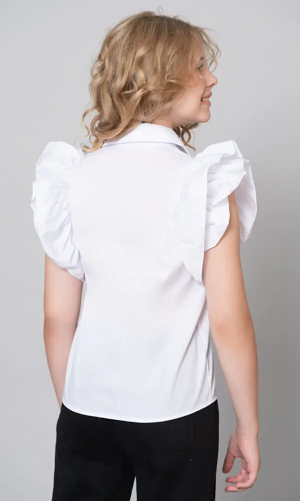 Блузка школьная с коротким рукавом для девочки "Волан" (8-14 лет)