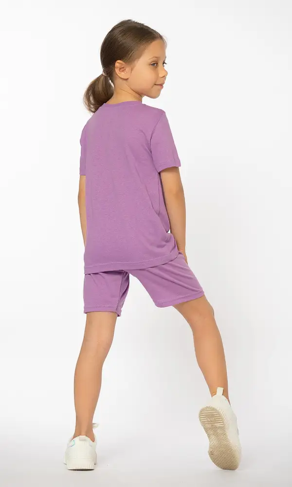 Комплект: Футболка и шорты для девочки, принт (6-9 лет)