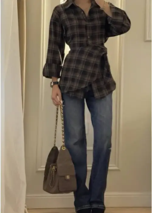 Рубашка женская в клетку с трансформируемой баской р-р 42-44