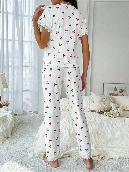Пижама брючная с кружевом женская (р-р S-2XL)
