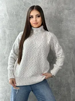 Свитер вязаный оверсайз с горлом 48-58