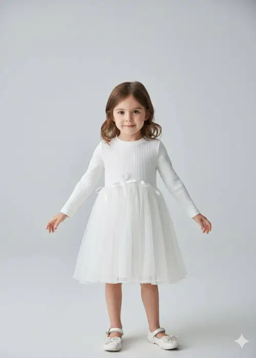 Платье в рубчик с фатином р-р 28-34