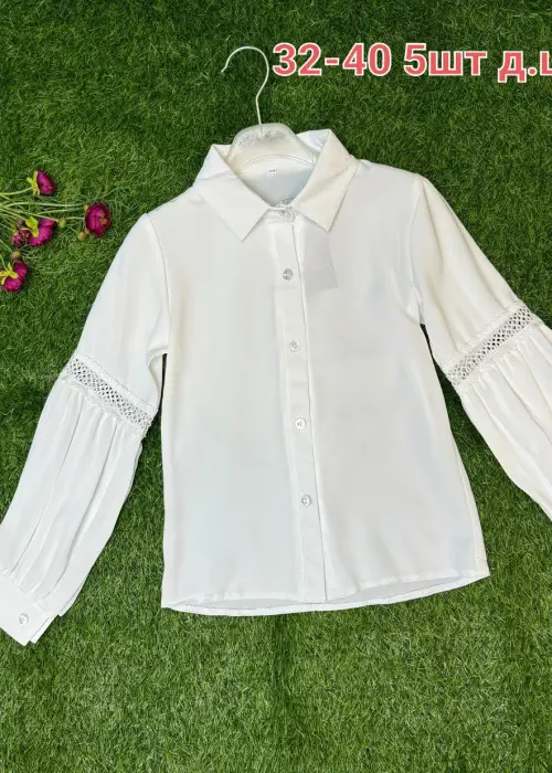 Школьная блуза-рубашка с объемными рукавами (р-р 32-40)