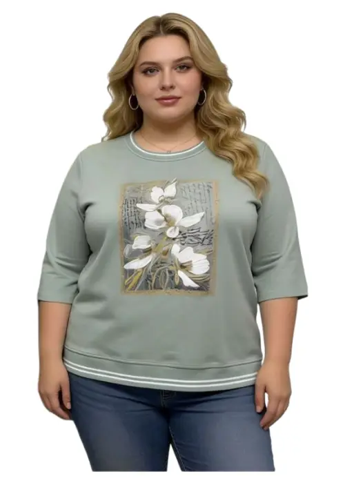 Джемпер трикотажный с принтом женский (р-р 2XL-5XL)