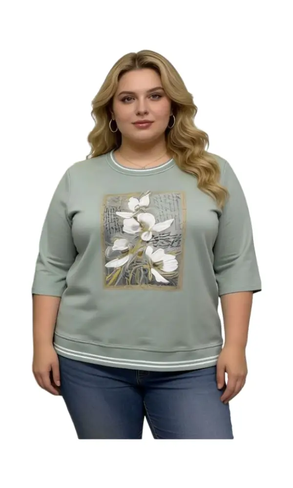 Джемпер трикотажный с принтом женский (р-р 2XL-5XL)